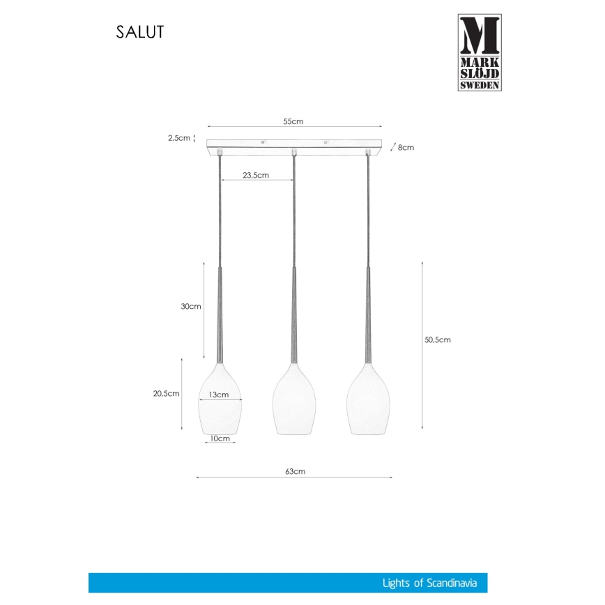 Markslöjd 106808 - Chandelier on a string SALUTE 3xE14/40W/230V
