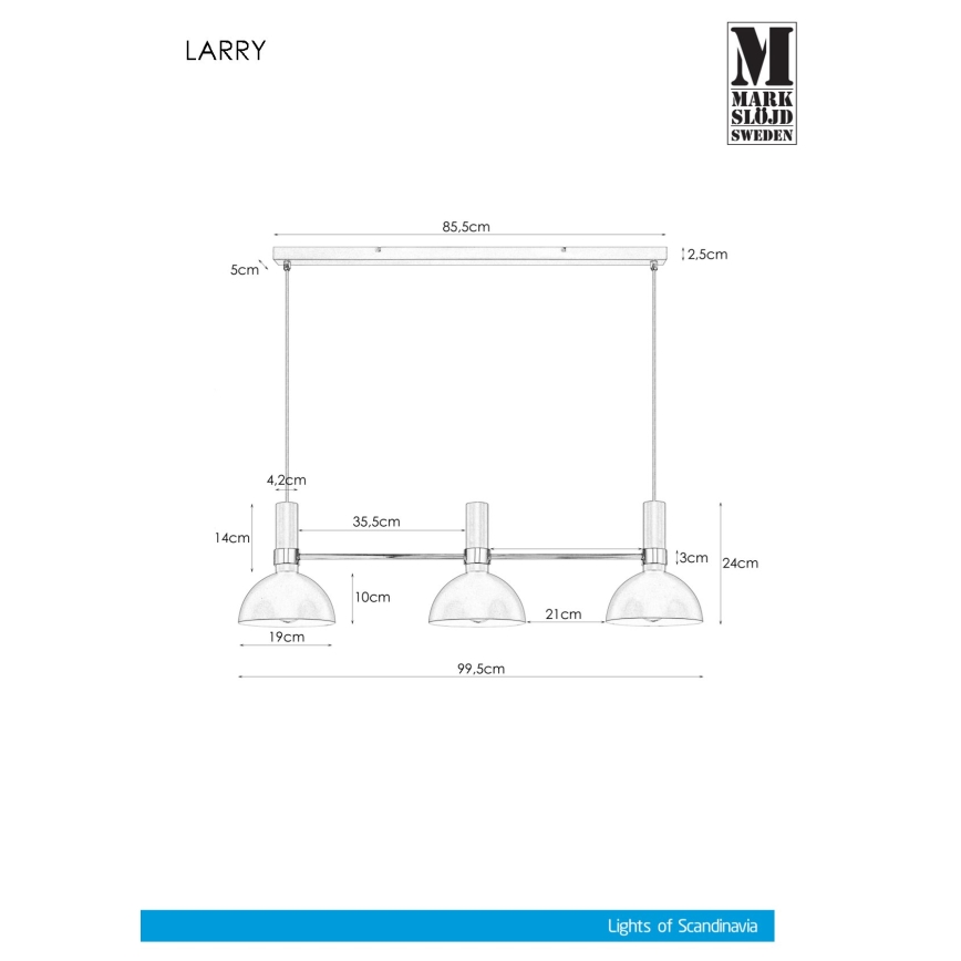 Markslöjd 106855 - Chandelier on a string LARRY 3xE27/60W/230V