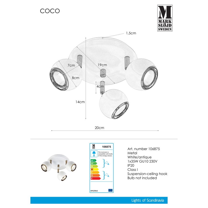 Markslöjd 106875 - Spotlight COCO 3xGU10/35W/230V