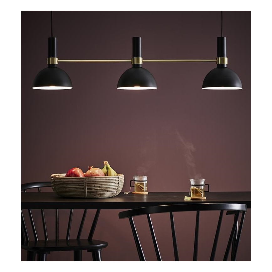 Markslöjd 106971 - Chandelier on a string LARRY 3xE27/60W/230V black/golden