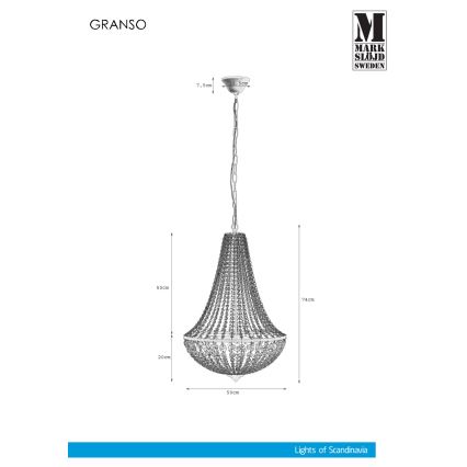 Markslöjd 107028 - Crystal chandelier on a chain GRÄNSÖ 3xE14/40W/230V