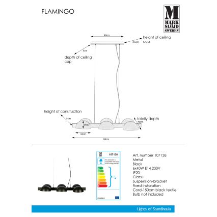 Markslöjd 107138 - Chandelier on a string  FLAMINGO 6xE14/40W/230V black