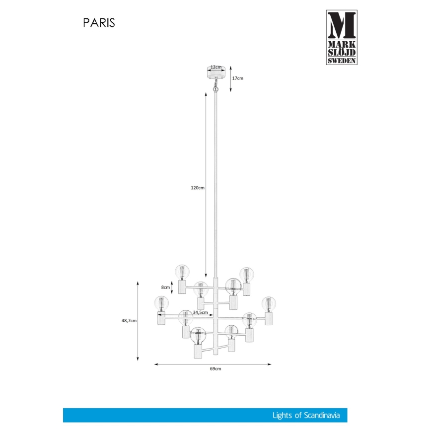Markslöjd 107187 - Pendant chandelier PARIS 10xE27/60W/230V