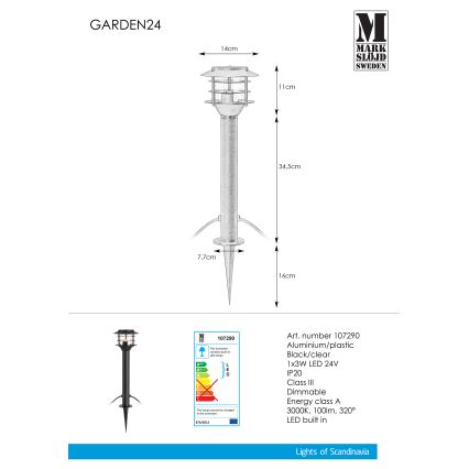 Markslöjd 107290 - LED Outdoor lamp GARDEN 24 LED/3W/24V 45 cm IP44 black
