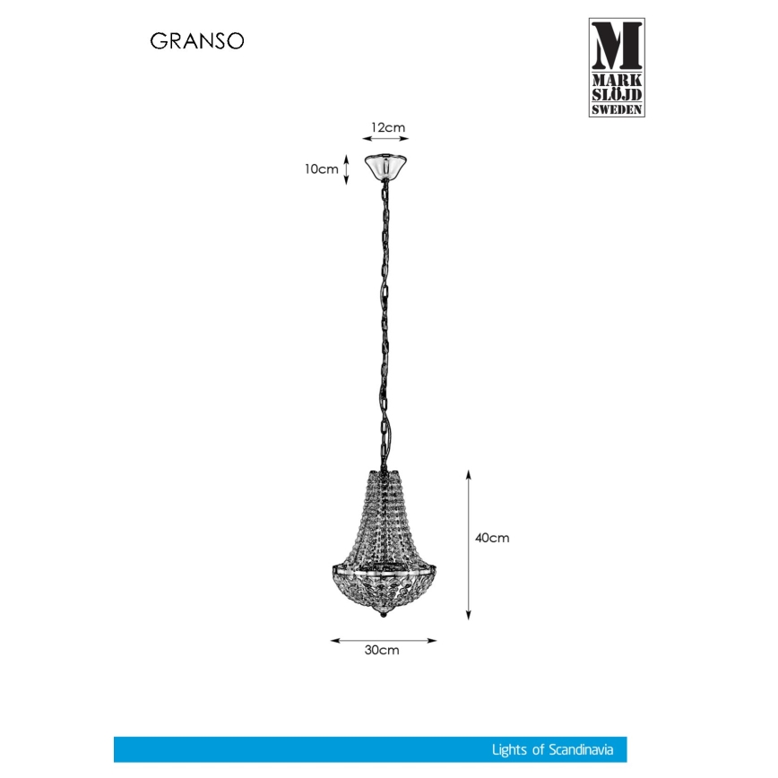 Markslöjd 107550 - Crystal bathroom chandelier on a chain GRÄNSÖ 2xG9/20W/230V IP44