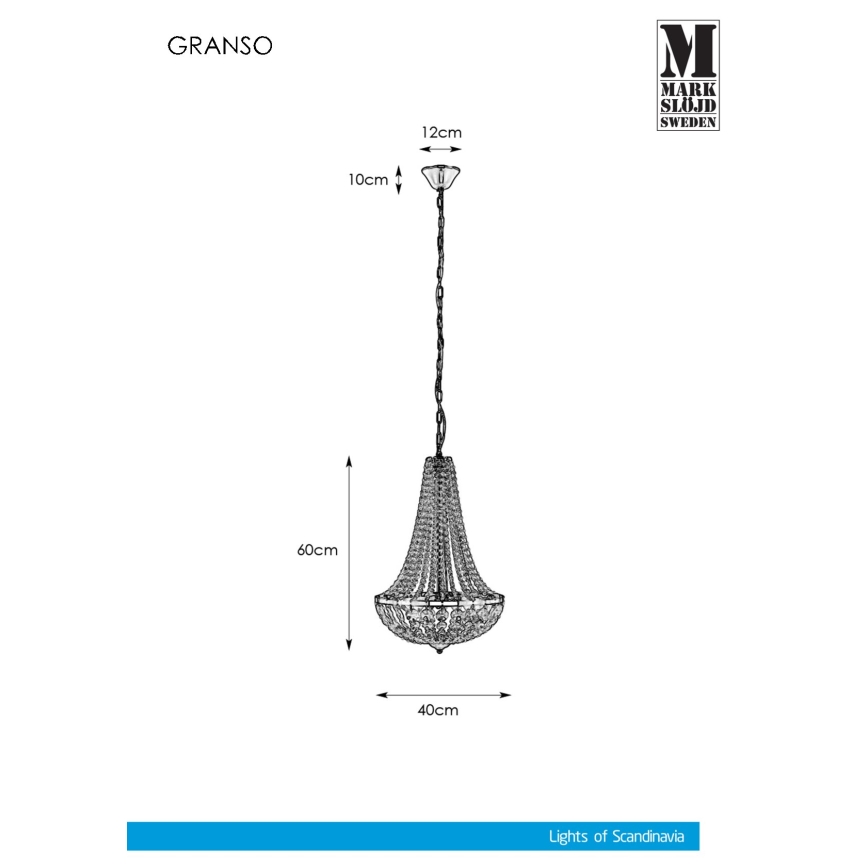 Markslöjd 107551 - Bathroom chandelier on a chain 3xG9/20W/230 IP44