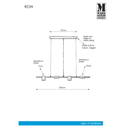 Markslöjd 107746 - Chandelier on a string ROW 4xG9/7W/230V