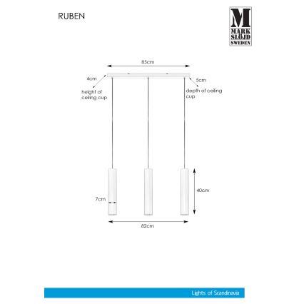 Markslöjd 107883 - Chandelier on a string RUBEN 3xGU10/35W/230V