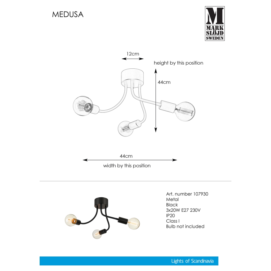 Markslöjd 107930 - Surface-mounted chandelier MEDUSA 3xE27/20W/230V