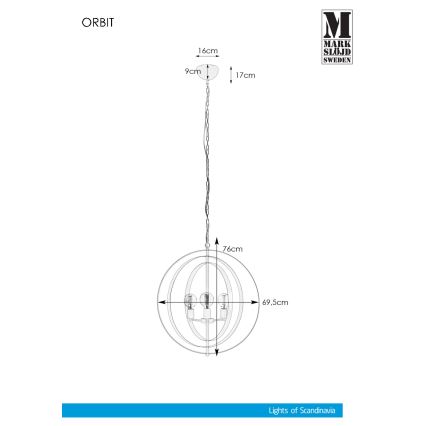 Markslöjd 107941 - Chandelier on a chain ORBIT 3xE27/60W/230V