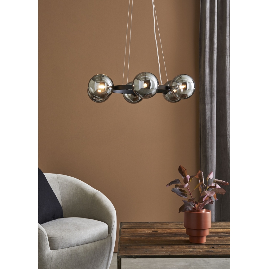 Markslöjd 108051 - Chandelier on a string CIRCLE 6xG9/20W/230V black