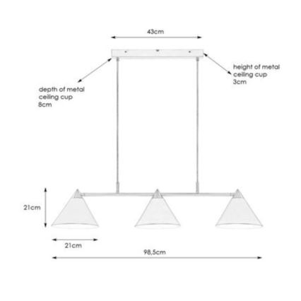 Markslöjd 108075 - Chandelier on a string KLINT 3xE14/40W/230V white