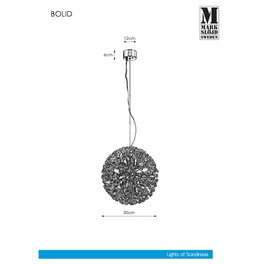 Markslöjd 108101 - Crystal chandelier on a string BOLID 9xG9/20W/230V