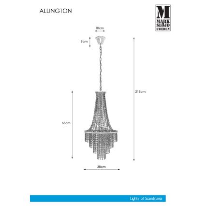 Markslöjd 108125 - Crystal chandelier on a string ALLINGTON 3xE14/25W/230V