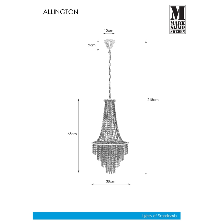 Markslöjd 108125 - Crystal chandelier on a string ALLINGTON 3xE14/25W/230V