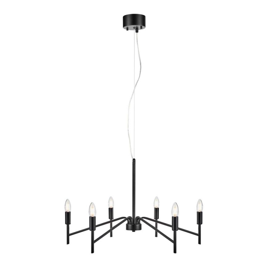 Markslöjd 108209 - Chandelier on a string MONARCH 6xE14/18W/230V black