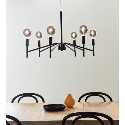 Markslöjd 108209 - Chandelier on a string MONARCH 6xE14/18W/230V black