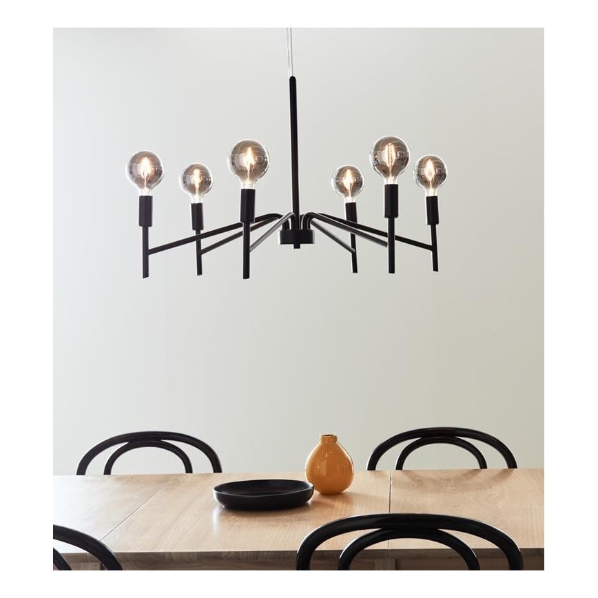 Markslöjd 108209 - Chandelier on a string MONARCH 6xE14/18W/230V black