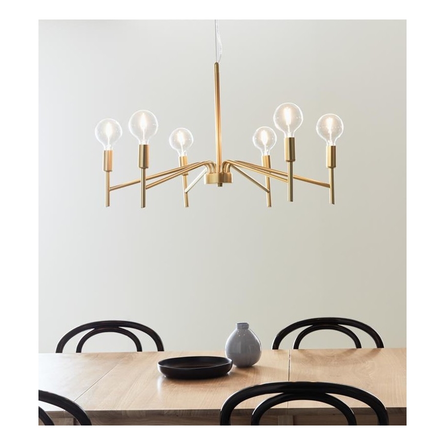 Markslöjd 108210 - Chandelier on a string MONARCH 6xE14/18W/230V gold