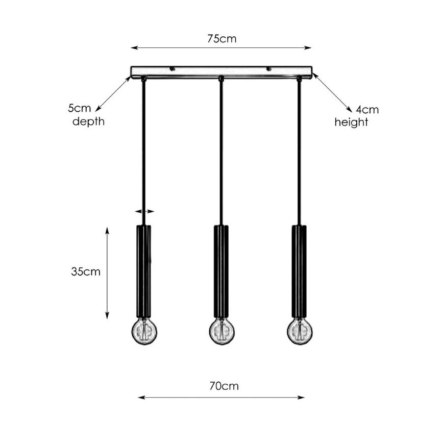 Markslöjd 108262 - Chandelier on a string SENCILLO 3xE27/40W/230V black