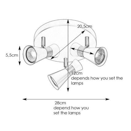 Markslöjd 108626 - Spotlight FOLIE 3xGU10/7W/230V black/brass