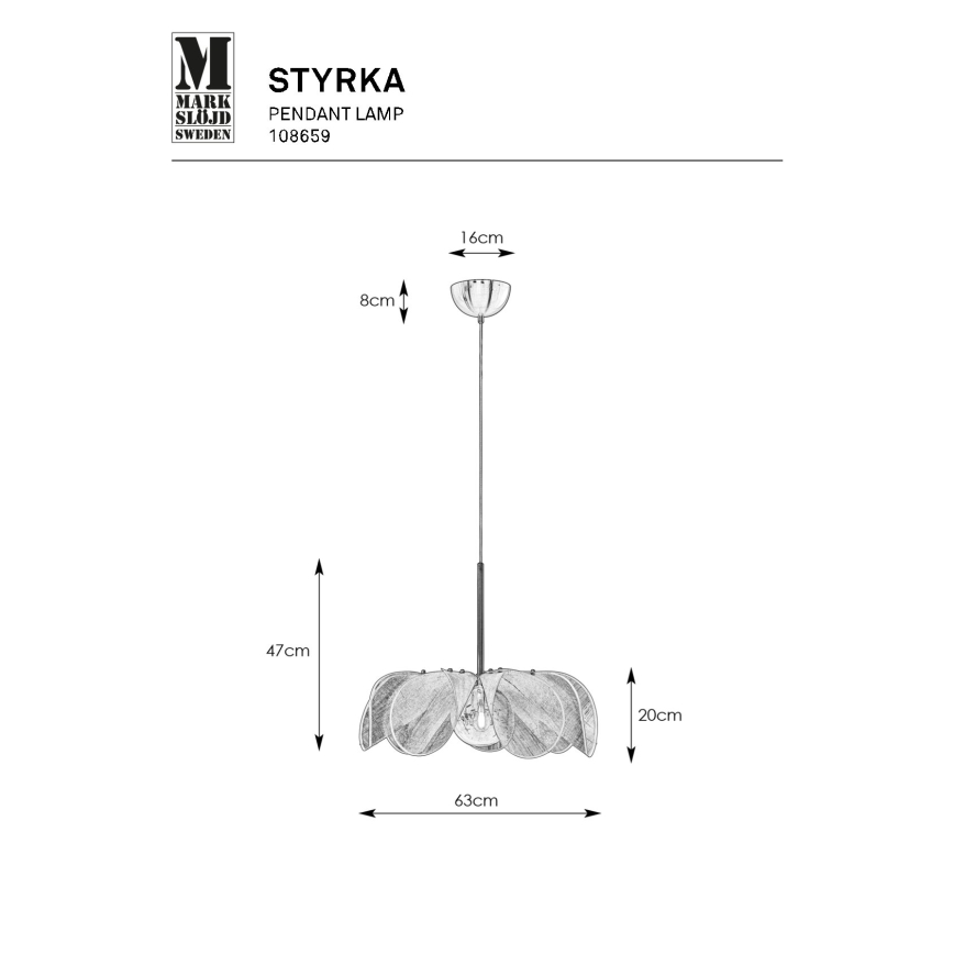 Markslöjd 108659 - Chandelier on a string STYRKA 1xE27/40W/230V d. 63 cm beige