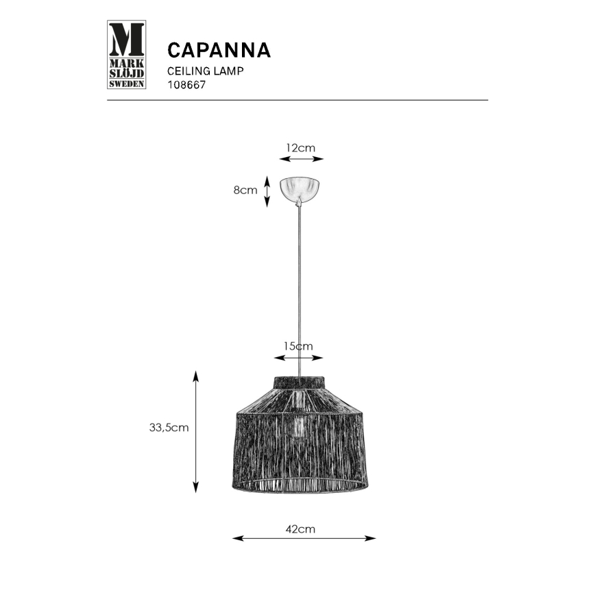 Markslöjd 108667 - Chandelier on a string CAPANNA 1xE27/40W/230V brass