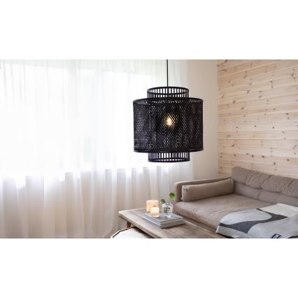 Markslöjd 108676 - Chandelier on a string STRATI 1xE27/40W/230V black/bamboo