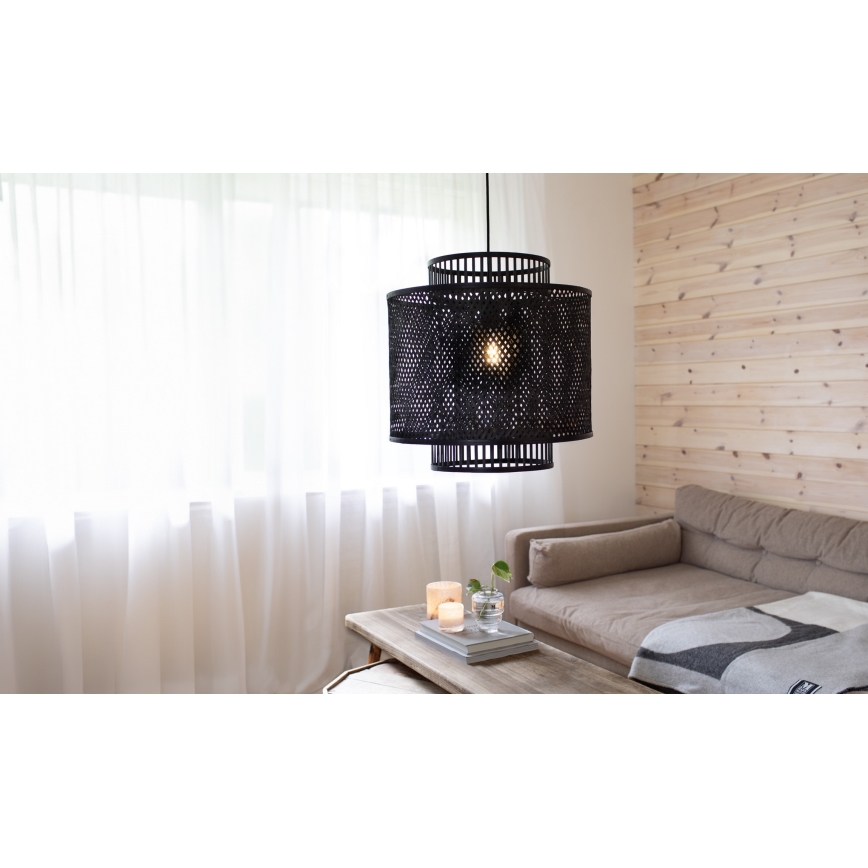 Markslöjd 108676 - Chandelier on a string STRATI 1xE27/40W/230V black/bamboo