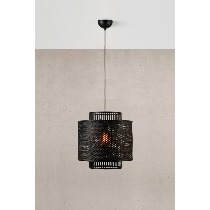 Markslöjd 108676 - Chandelier on a string STRATI 1xE27/40W/230V black/bamboo