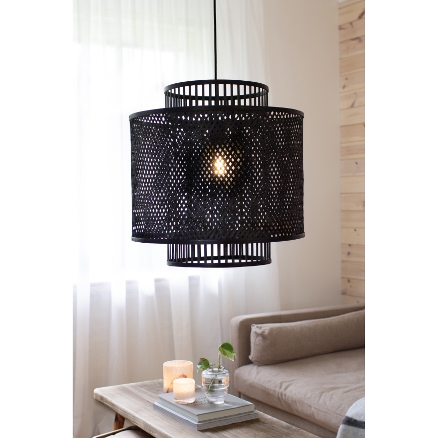 Markslöjd 108676 - Chandelier on a string STRATI 1xE27/40W/230V black/bamboo