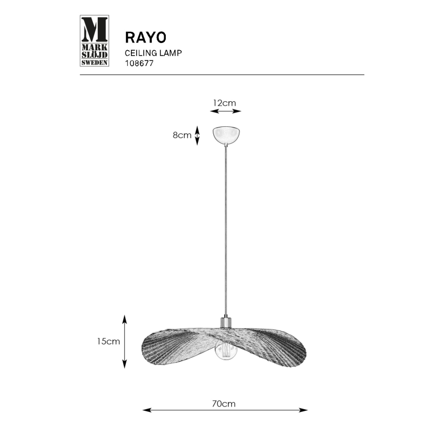 Markslöjd 108677 - Chandelier on a string RAYO 1xE27/40W/230V beige/bamboo