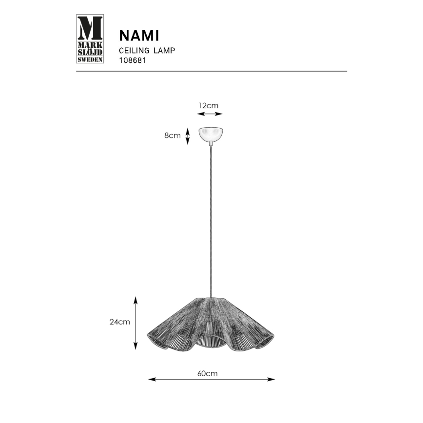 Markslöjd 108681 - Chandelier on a string NAMI 1xE27/40W/230V brown