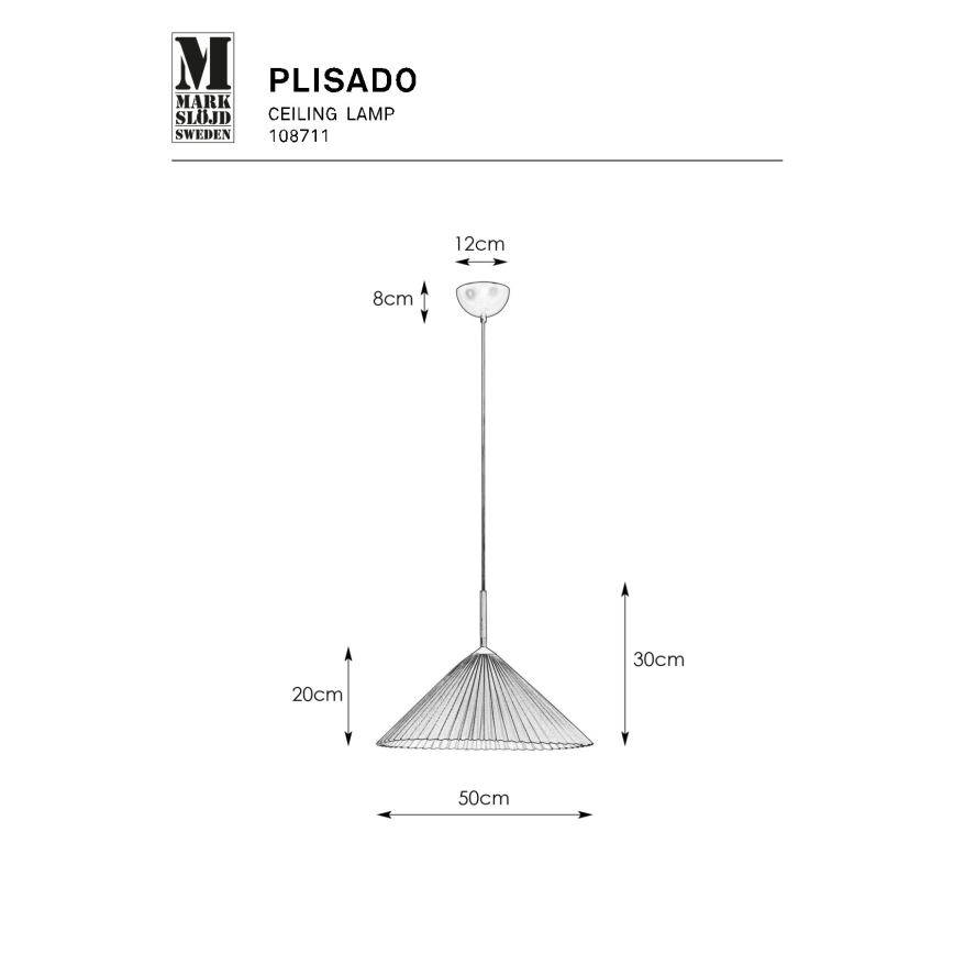 Markslöjd 108711 - Chandelier on a string PLISADO 1xE27/40W/230V d. 50 cm white