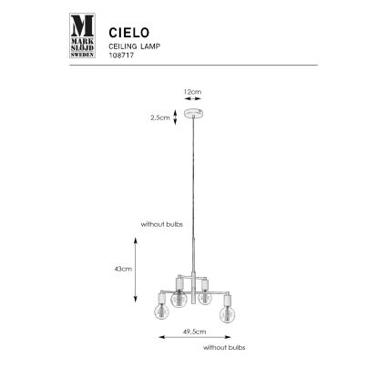 Markslöjd 108717 - Chandelier on a string CIELO 6xE27/40W/230V black