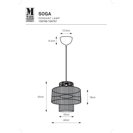 Markslöjd 108766 - Chandelier on a string SOGA 1xE27/40W/230V black