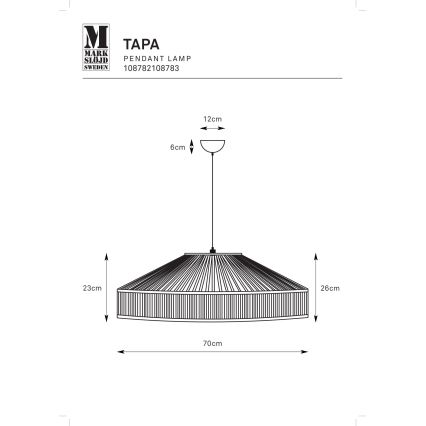 Markslöjd 108782 - Chandelier on a string TAPA 1xE27/40W/230V black/bamboo
