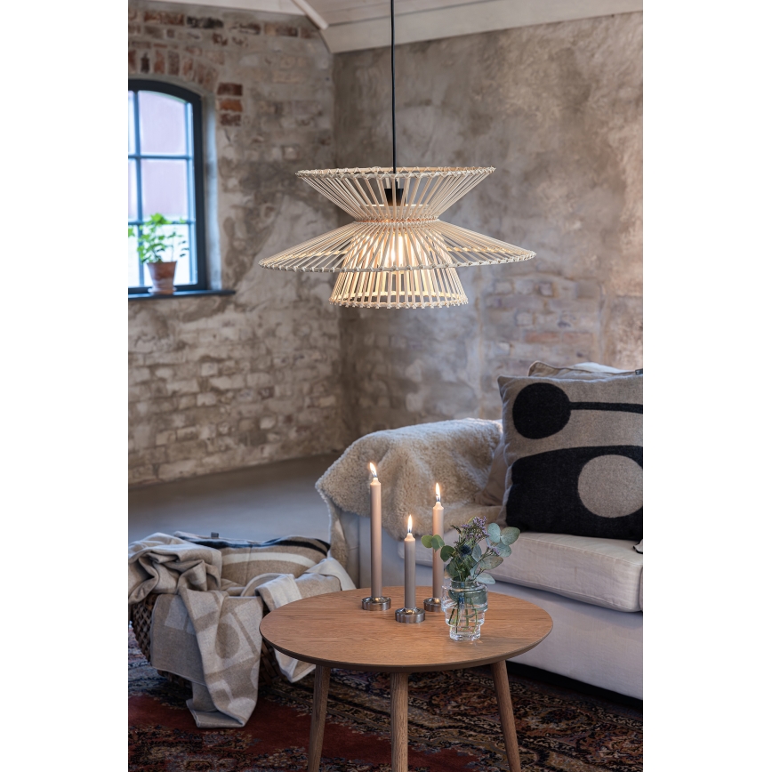 Markslöjd 108785 - Chandelier on a string DUPLICI 1xE27/40W/230V beige/bamboo