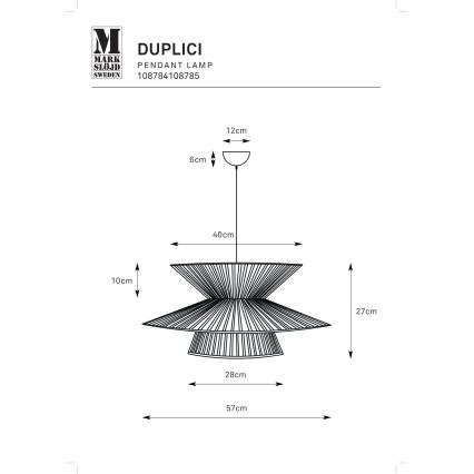 Markslöjd 108785 - Chandelier on a string DUPLICI 1xE27/40W/230V beige/bamboo