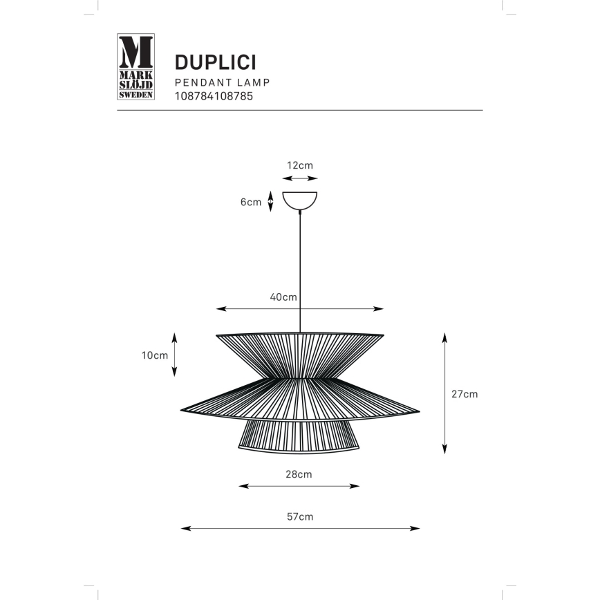 Markslöjd 108785 - Chandelier on a string DUPLICI 1xE27/40W/230V beige/bamboo