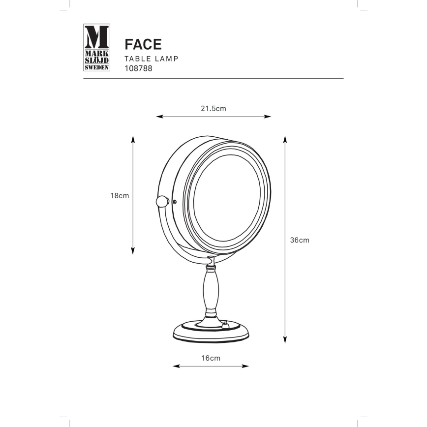Markslöjd 108788 - Cosmetic mirror FACE 1xE14/25W/230V