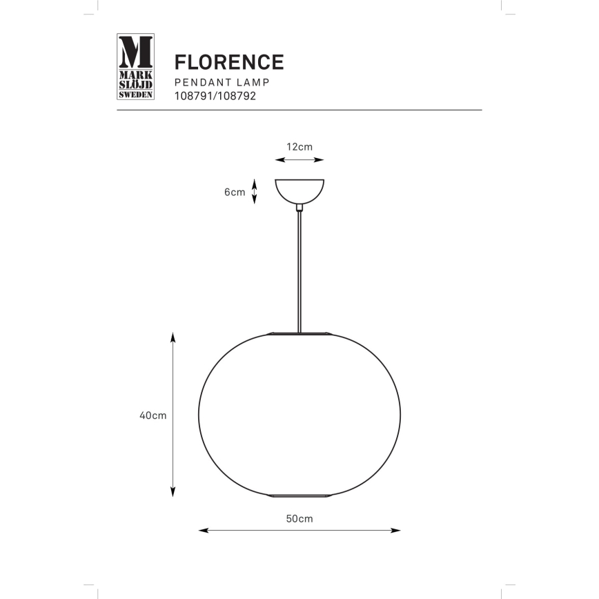 Markslöjd 108791 - Chandelier on a string FORENCE 1xE27/40W/230V d. 50 cm black