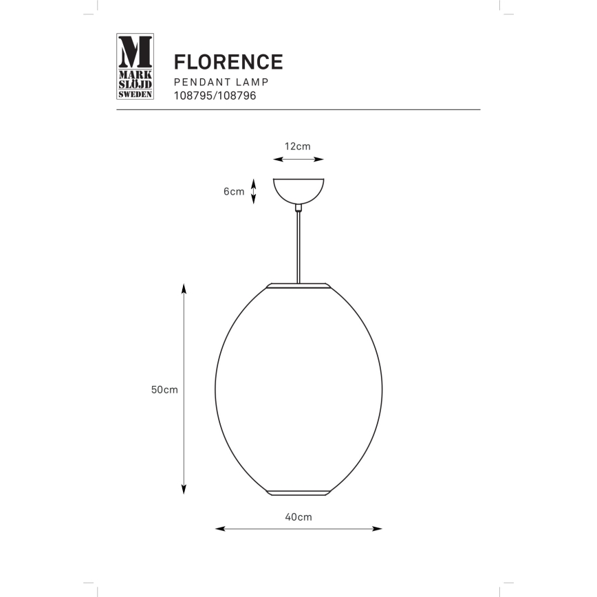 Markslöjd 108796 - Chandelier on a string FLORENCE 1xE27/40W/230V white