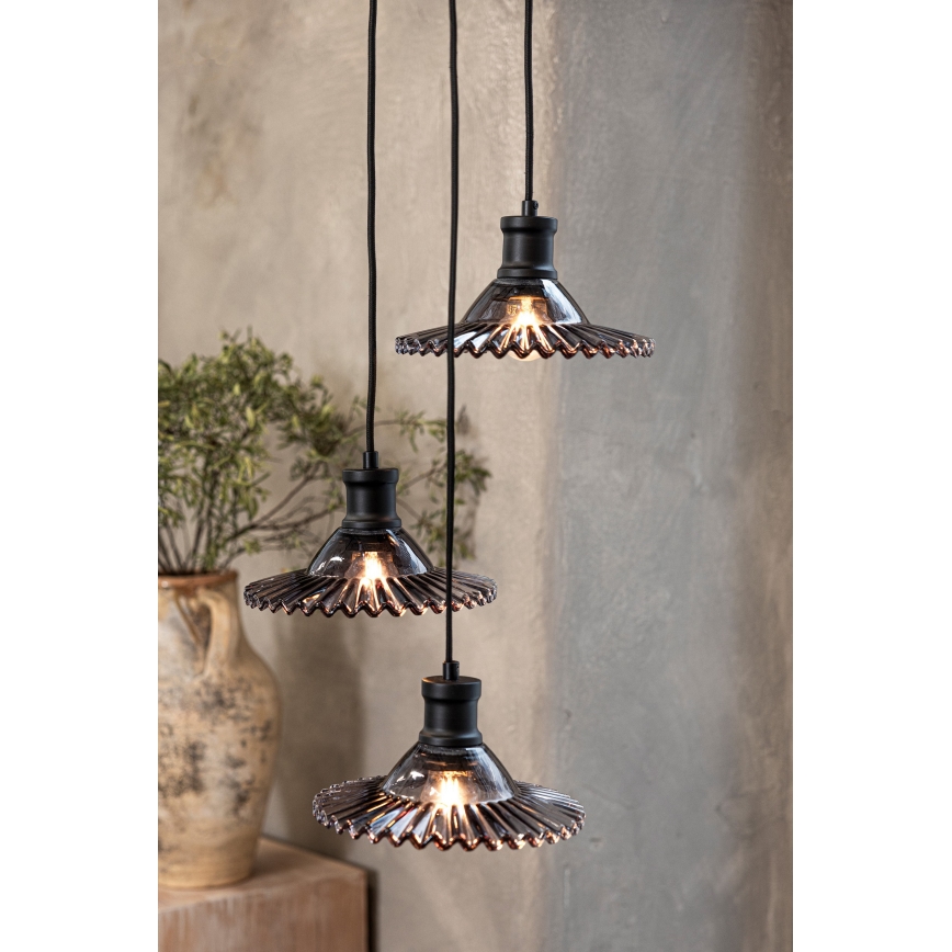 Markslöjd 108853 - Chandelier on a string NOVIA 3xE27/40W/230V black/smoky