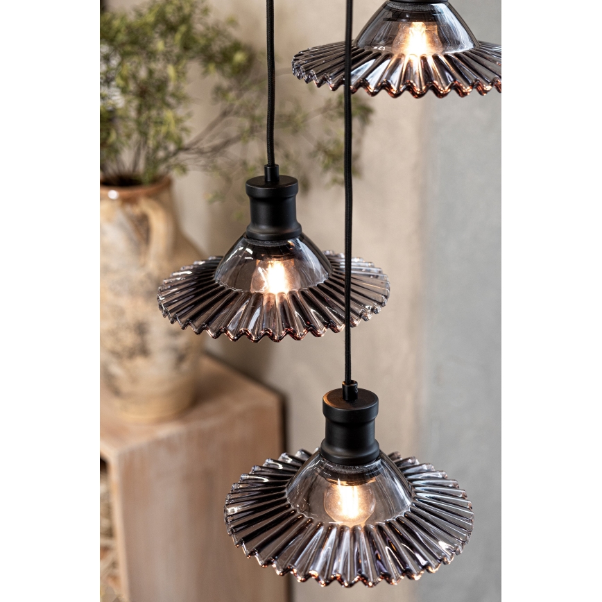 Markslöjd 108853 - Chandelier on a string NOVIA 3xE27/40W/230V black/smoky