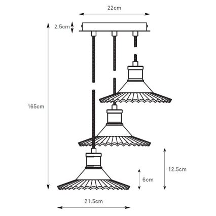 Markslöjd 108853 - Chandelier on a string NOVIA 3xE27/40W/230V black/smoky