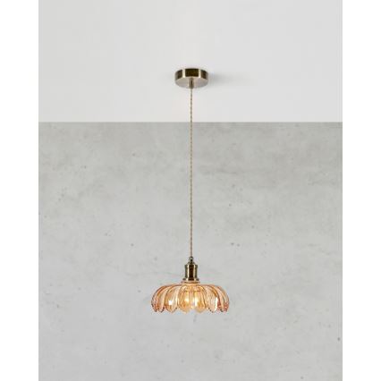Markslöjd 108858 - Chandelier on a string KURAGE 1xE27/40W/230V brass/smoky beige