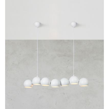Markslöjd 108859 - Chandelier on a string CUPOLO 7xE14/40W/230V white