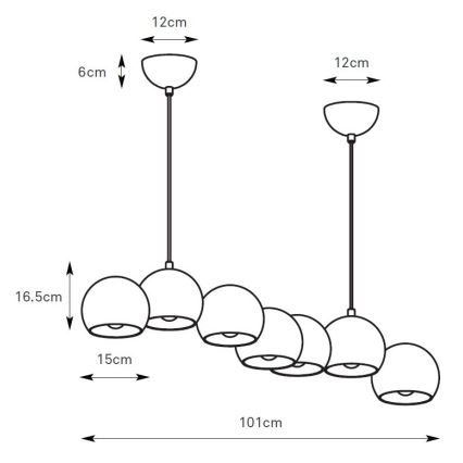 Markslöjd 108859 - Chandelier on a string CUPOLO 7xE14/40W/230V white