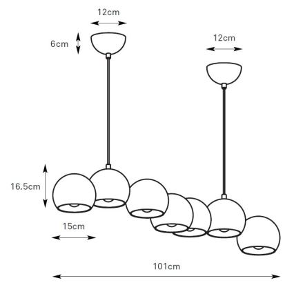 Markslöjd 108860 - Chandelier on a string CUPOLO 7xE14/40W/230V black